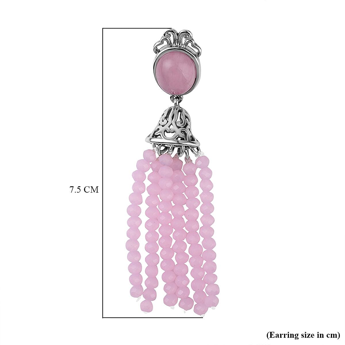 Rose Quartz and Simulated Rose Quartz Beads Earrings in Stainless Steel 26.00 Ct. 3874299 4