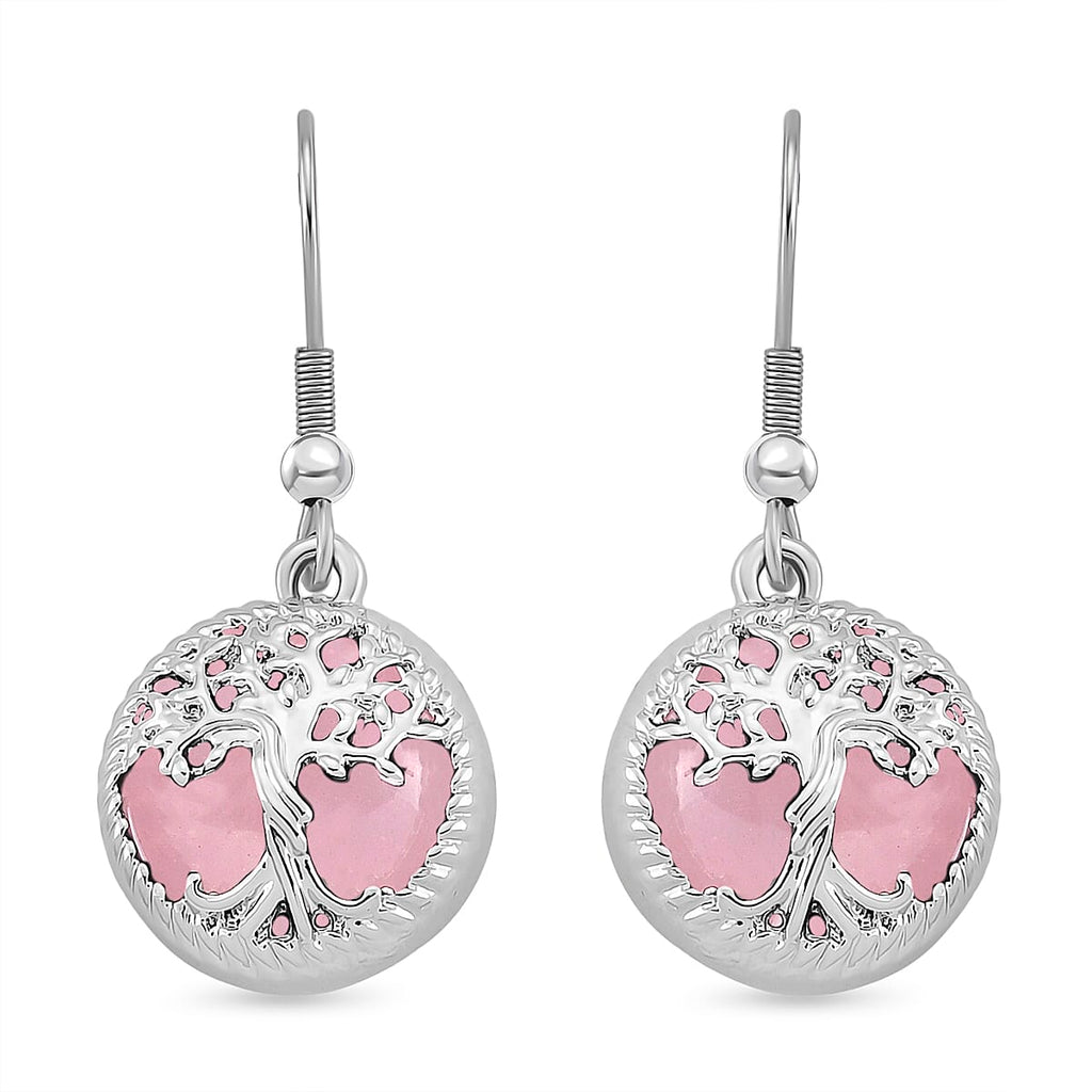 Rose Quartz Tree of Life Earring with Hook