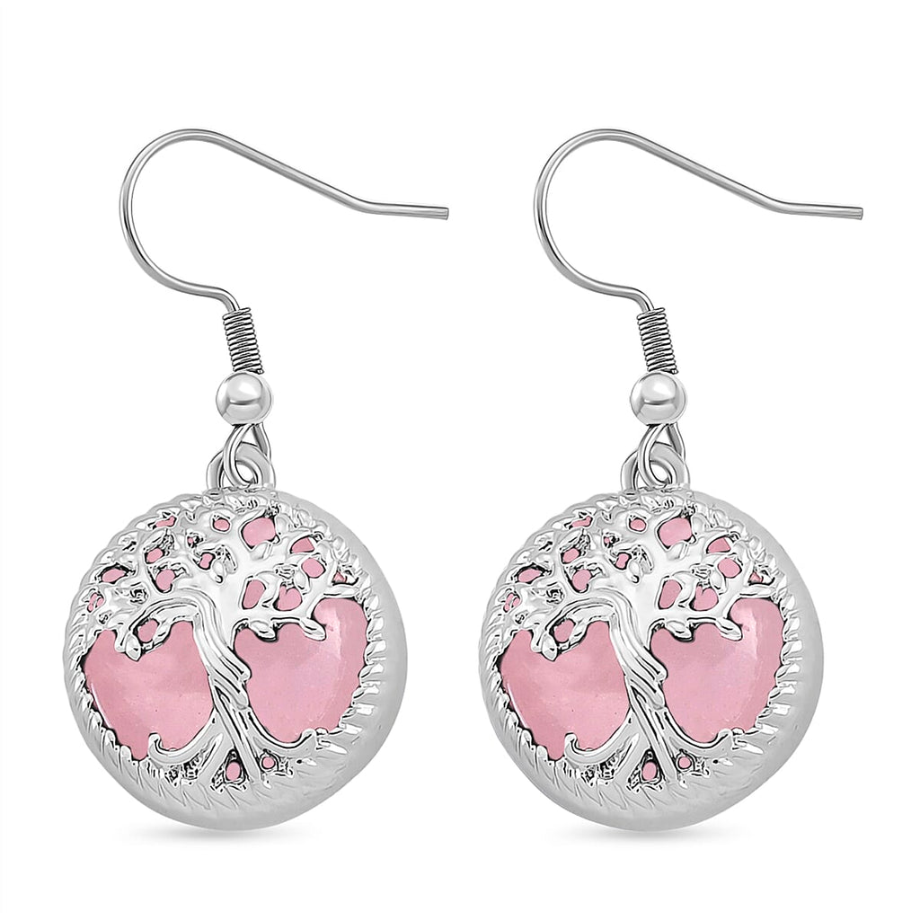 Rose Quartz Tree of Life Earring with Hook