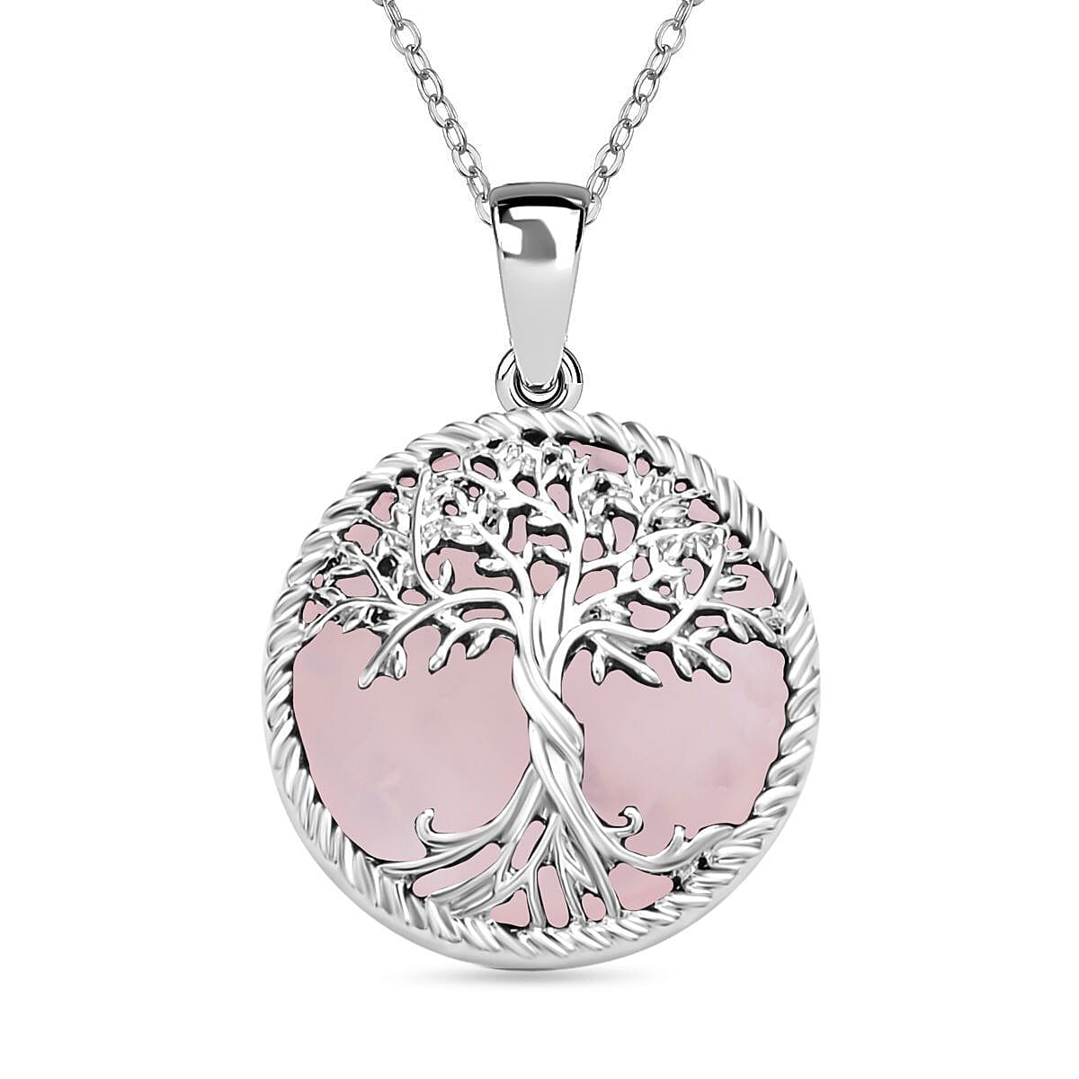 Rose Quartz Tree of Life Pendant with Chain (Size 20) 4223689 0