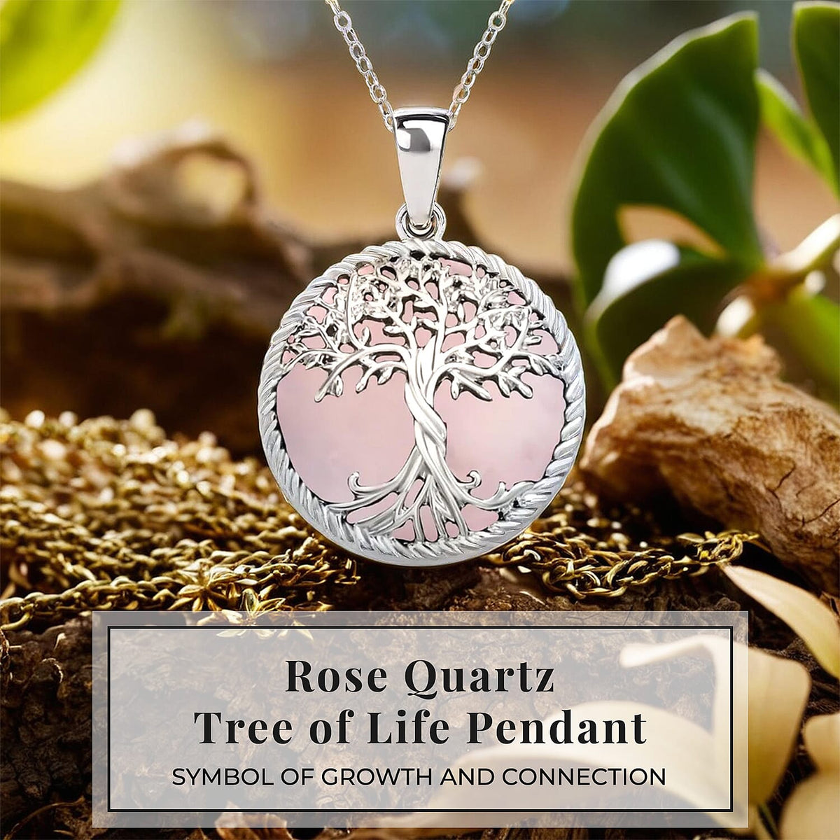 Rose Quartz Tree of Life Pendant with Chain (Size 20) 4223689 2