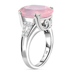 Natural Rose Quartz & Natural White Zircon Ring 8.436  Ct.