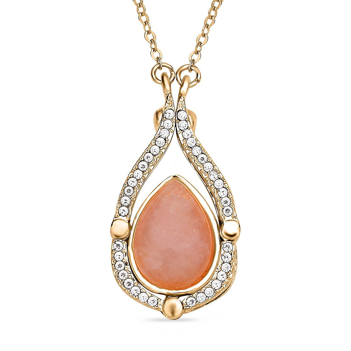 Rose Quartz and White Austrian Crystal Two Way Necklace (Size - 20 With 4 Inch Extender) in Yellow Gold Tone 7188696 0