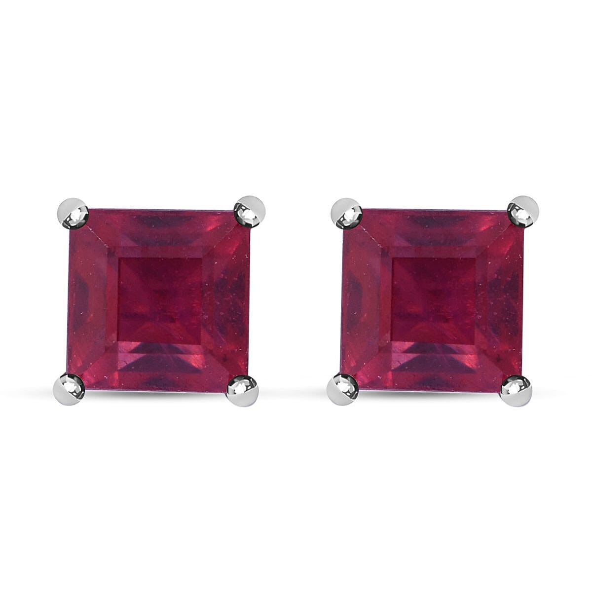 Rosey Delight 1.90 Ct AA African Ruby Solitaire Stud Earrings in 9K White Gold 7018449 0