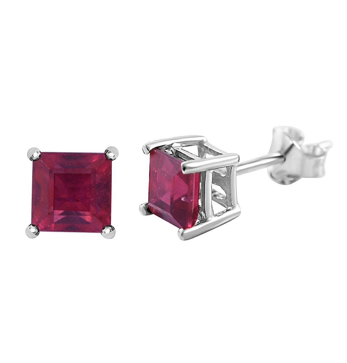 Rosey Delight 1.90 Ct AA African Ruby Solitaire Stud Earrings in 9K White Gold 7018449 4