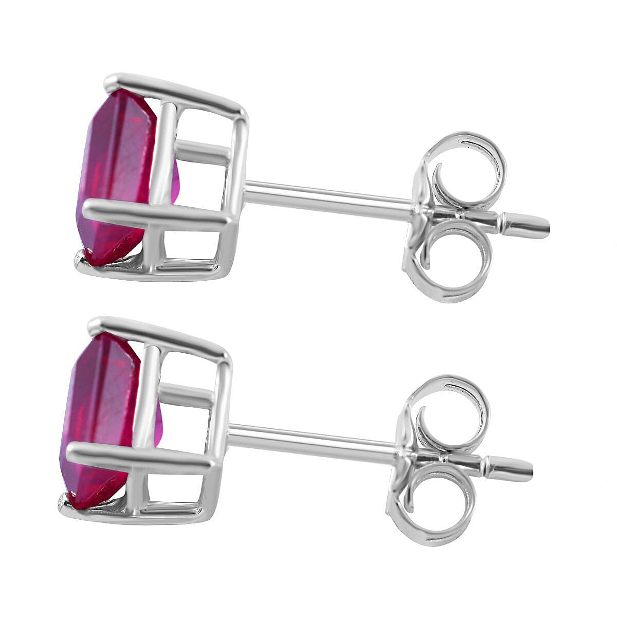 Rosey Delight 1.90 Ct AA African Ruby Solitaire Stud Earrings in 9K White Gold 7018449 5