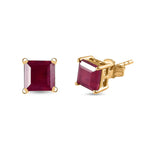 9K Yellow Gold African Ruby Stud Earrings