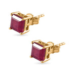 9K Yellow Gold African Ruby Stud Earrings