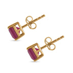 9K Yellow Gold African Ruby Stud Earrings