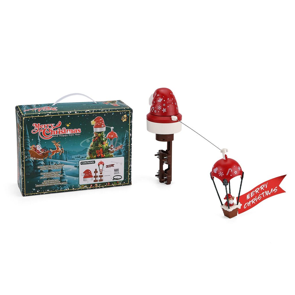 Rotating Christmas Tree Topper with Music & Lighting - Santa in a Hot Air Balloon, USB Type-C Powered
