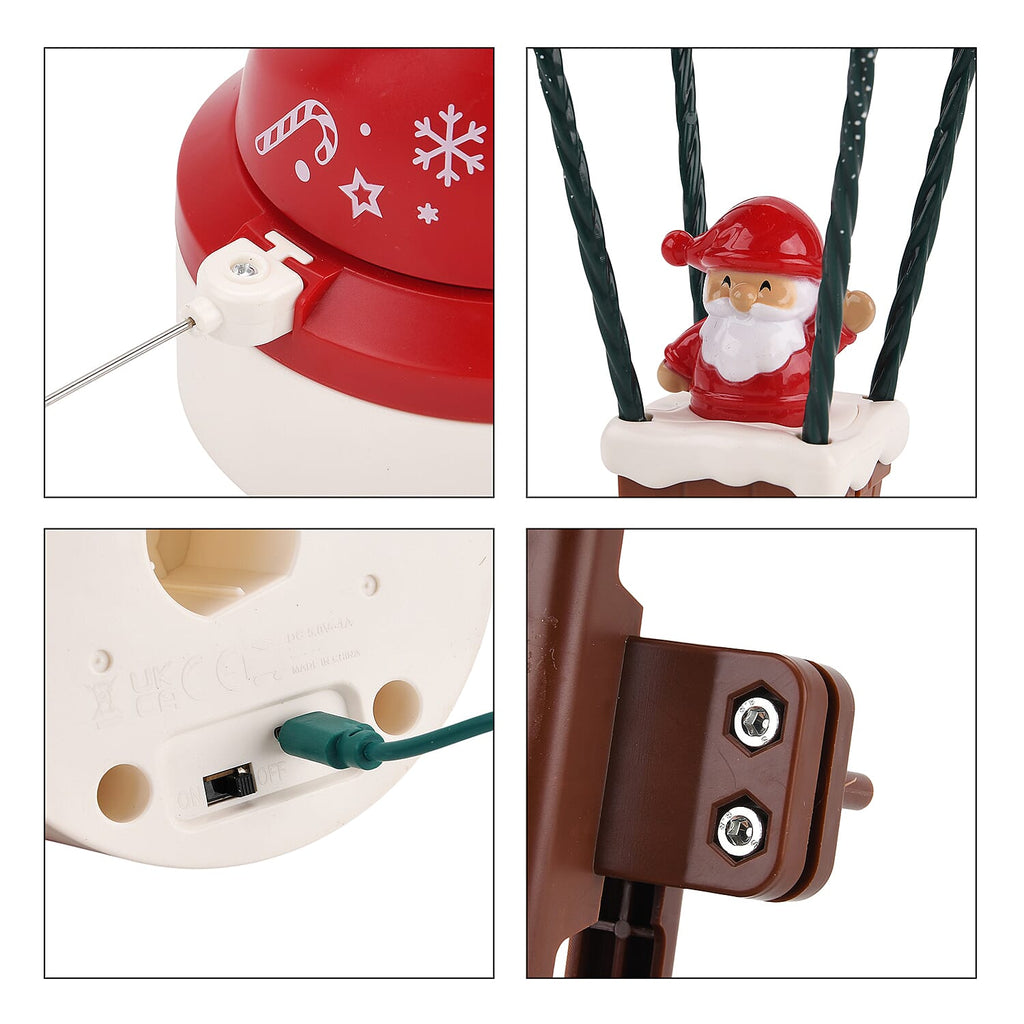 Rotating Christmas Tree Topper with Music & Lighting - Santa in a Hot Air Balloon, USB Type-C Powered
