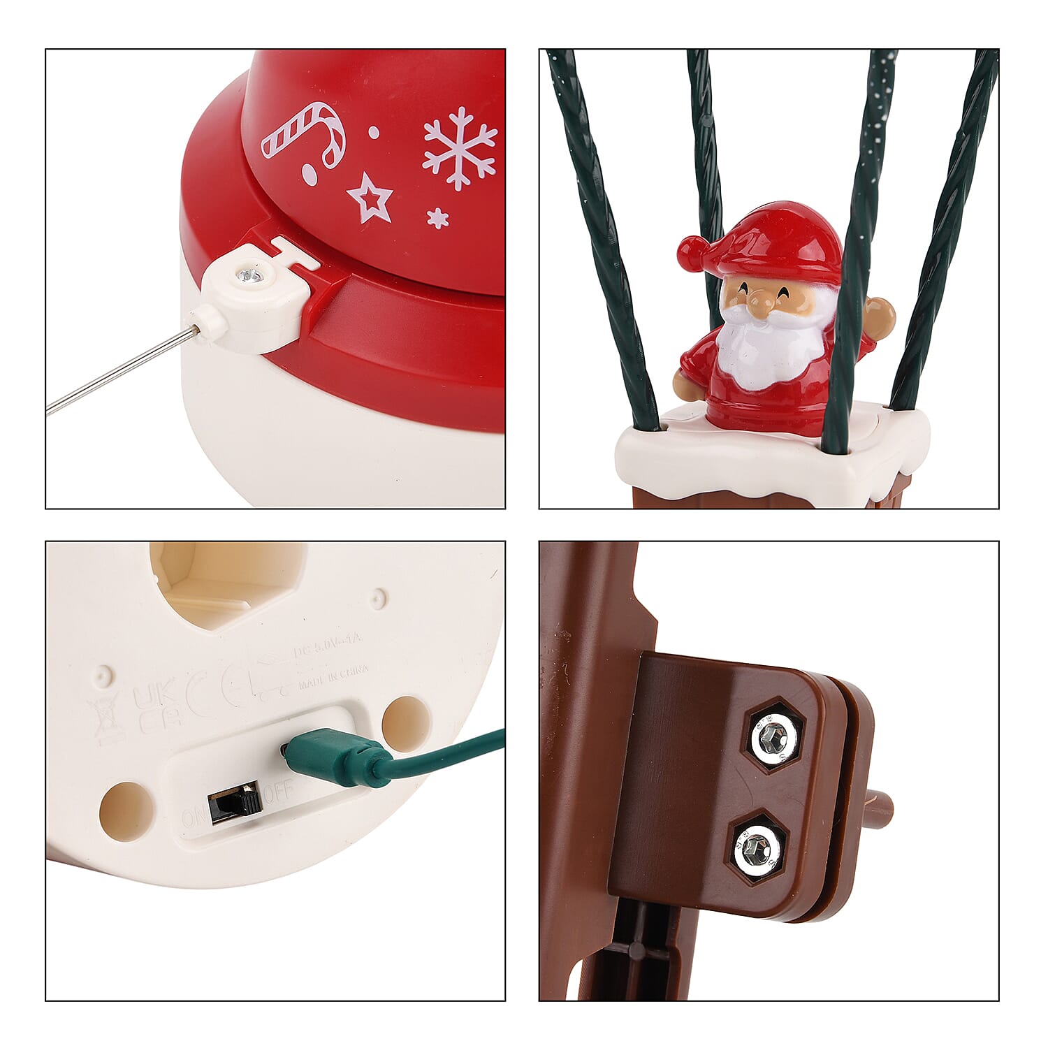 Rotating Christmas Tree Topper with Music &amp; Lighting - Santa in a Hot Air Balloon, USB Type-C Powered 8203511 10