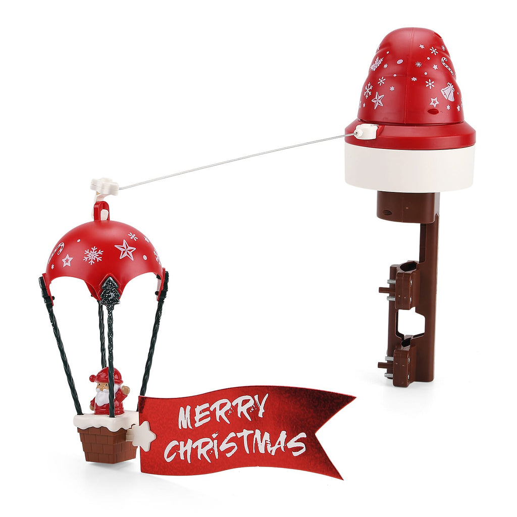 Rotating Christmas Tree Topper with Music & Lighting - Santa in a Hot Air Balloon, USB Type-C Powered