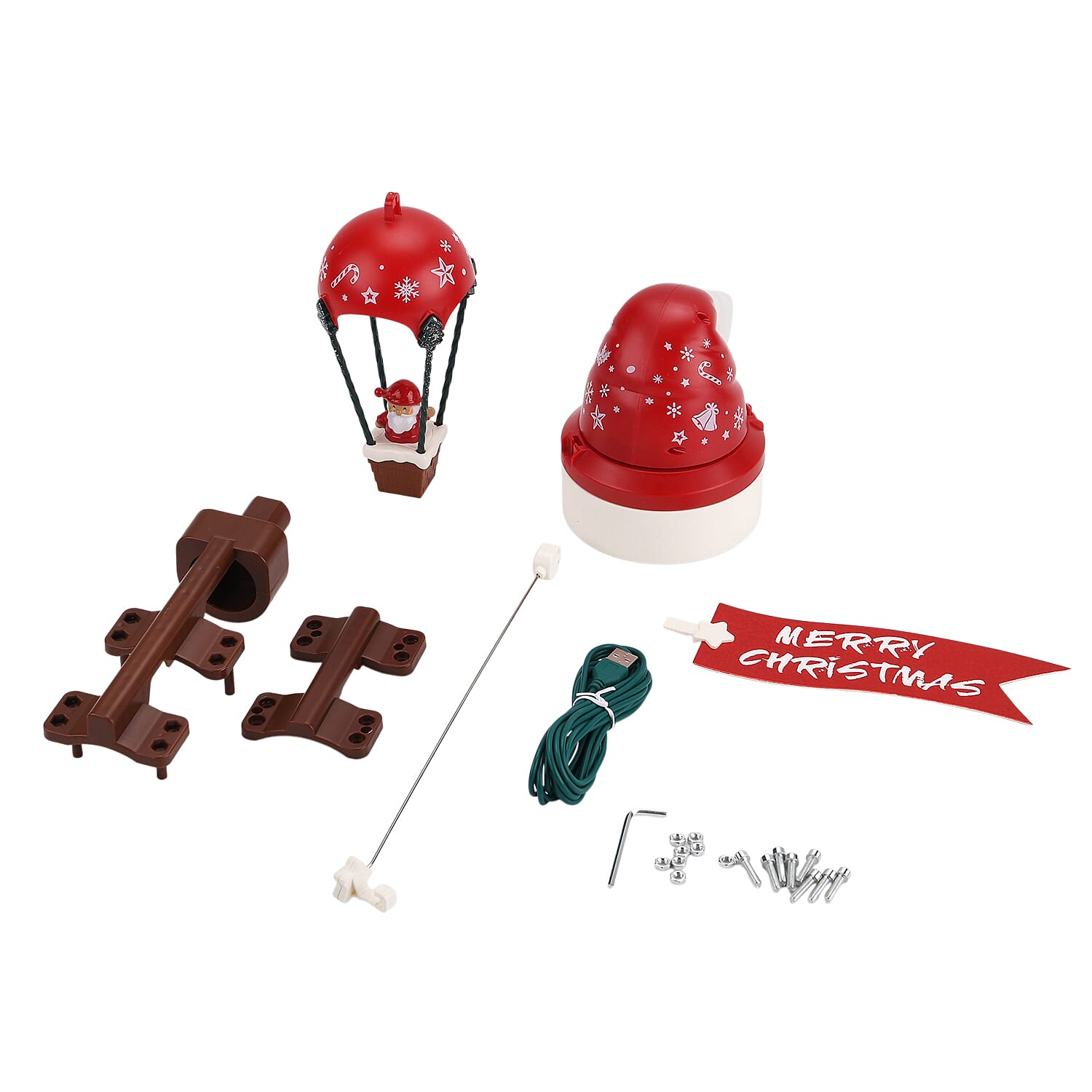 Rotating Christmas Tree Topper with Music &amp; Lighting - Santa in a Hot Air Balloon, USB Type-C Powered 8203511 7