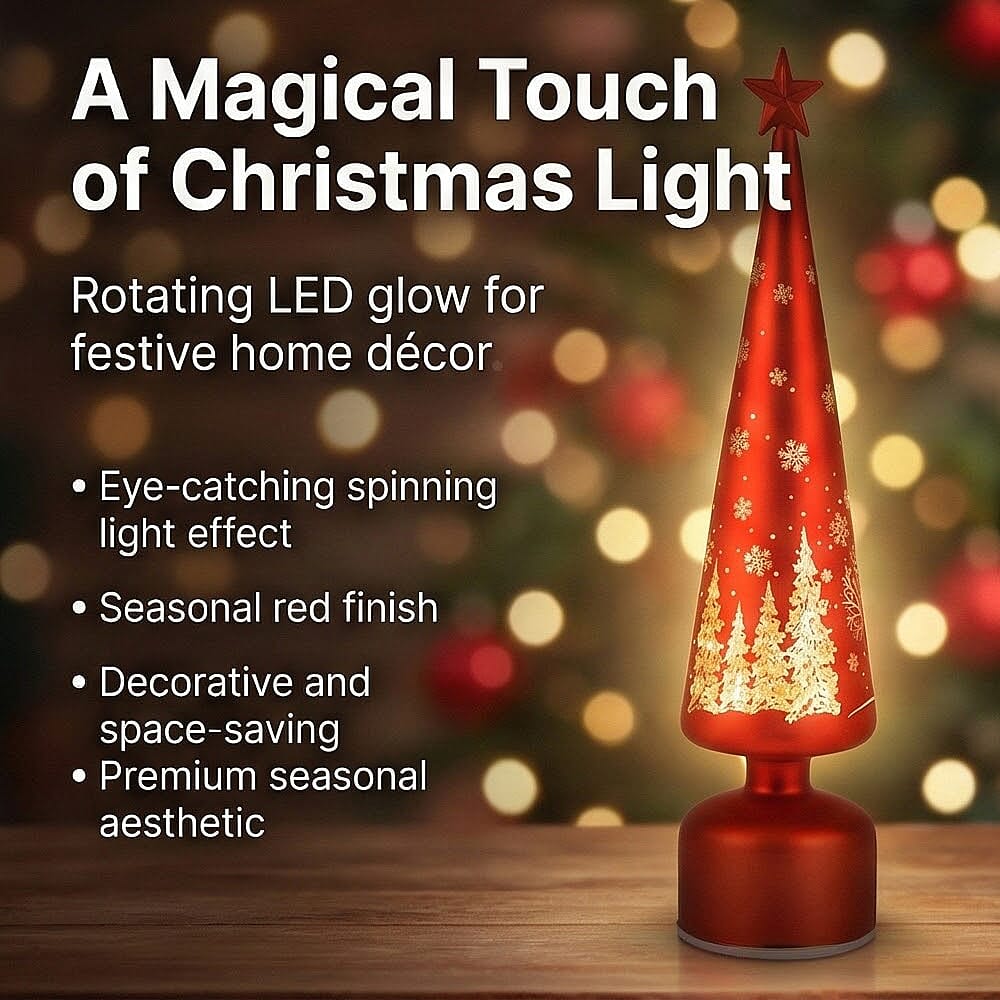 Rotating LED Christmas Tree Light - 3 x AA Battery-Operated (not included) - Red V32529618 2