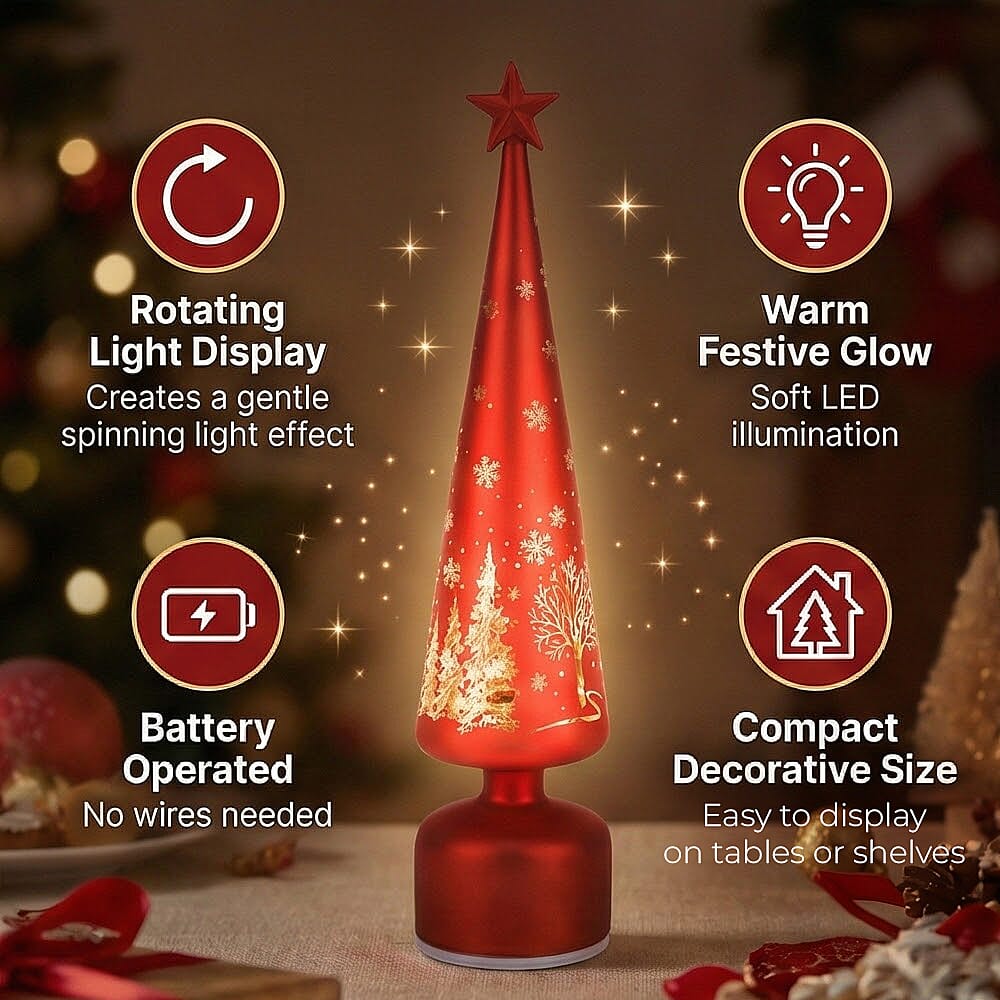 Rotating LED Christmas Tree Light - 3 x AA Battery-Operated (not included) - Red V32529618 3