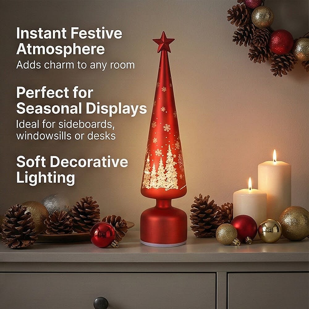 Rotating LED Christmas Tree Light - 3 x AA Battery-Operated (not included) - Red V32529618 4