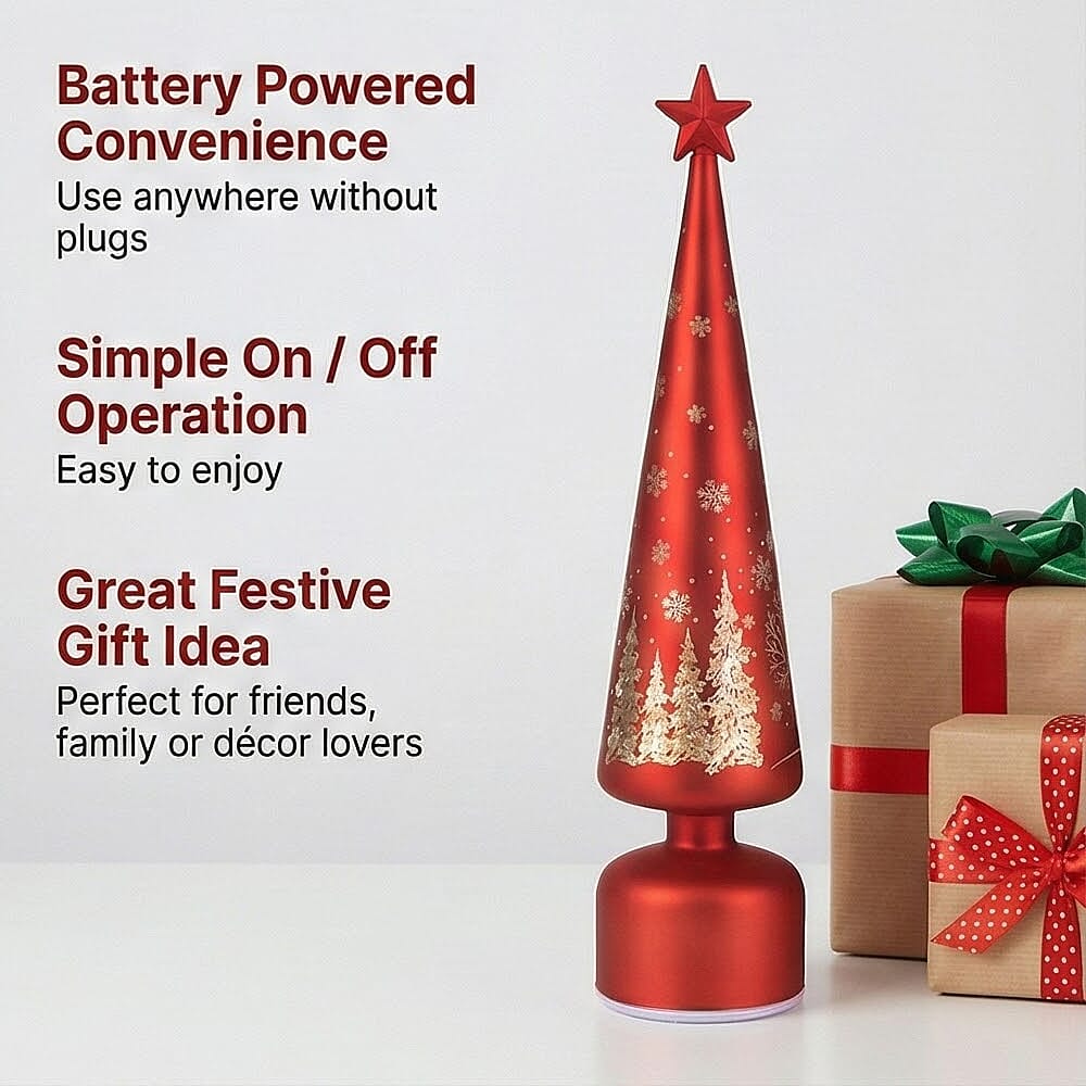 Rotating LED Christmas Tree Light - 3 x AA Battery-Operated (not included) - Red V32529618 5