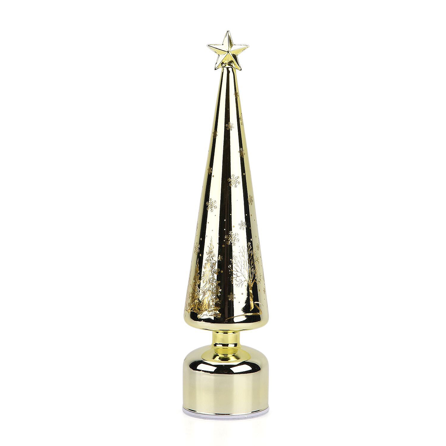 Rotating LED Christmas Tree Light - 3 x AA Battery-Operated (not included) - Gold 8200405 0
