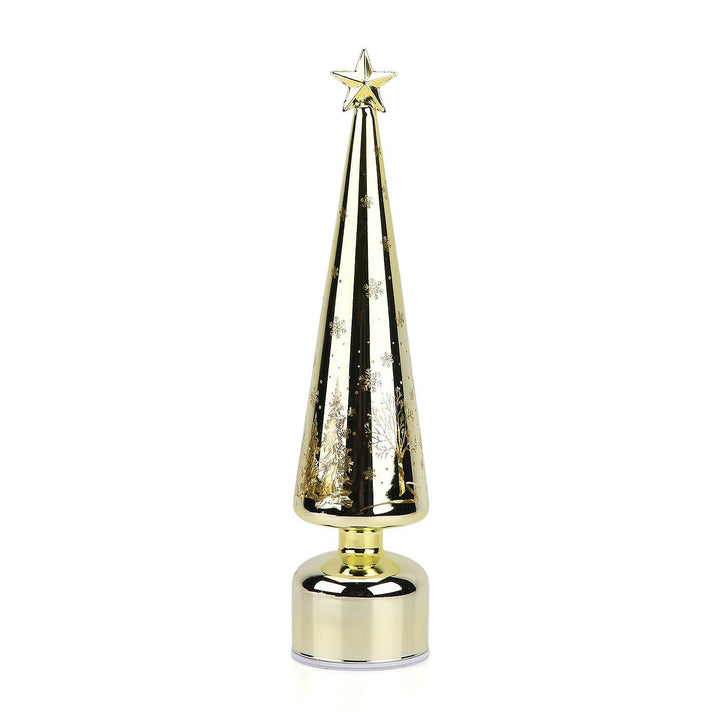 Rotating LED Christmas Tree Light - 3 x AA Battery-Operated (not included) - Gold 8200405 1