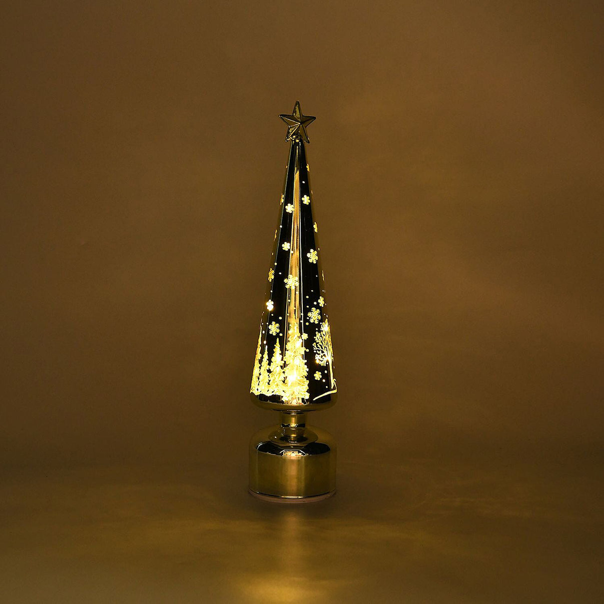 Rotating LED Christmas Tree Light - 3 x AA Battery-Operated (not included) - Gold 8200405 6