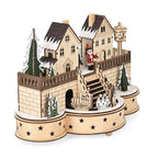 Rotating Plywood House with Music - 7 Warm LED Lights (Size-30x21x14cm) Requires 2xAA (Battery Not Inc.)