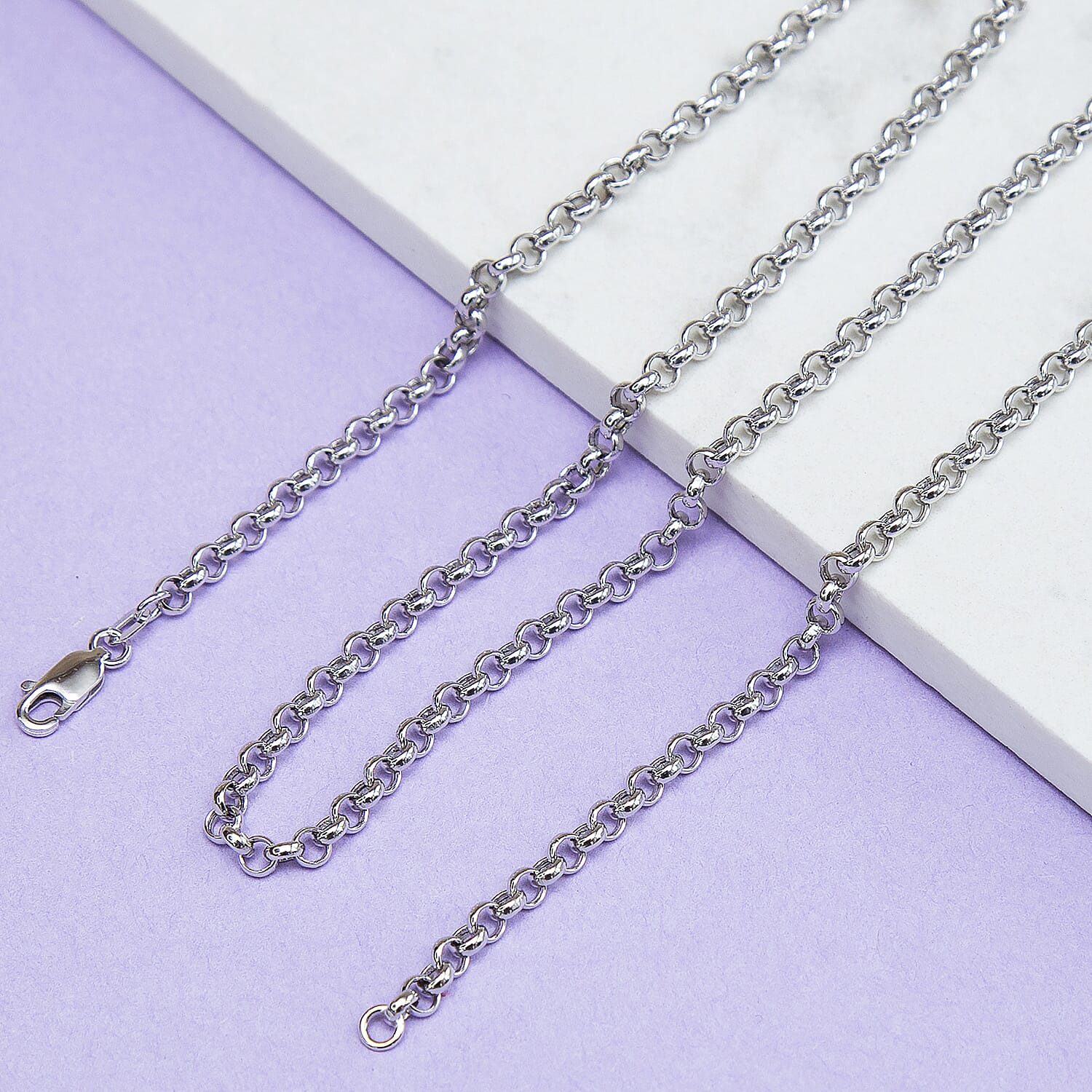 Round Belcher Chain 24 Inch in 9K White Gold 5.7g 7591649 4