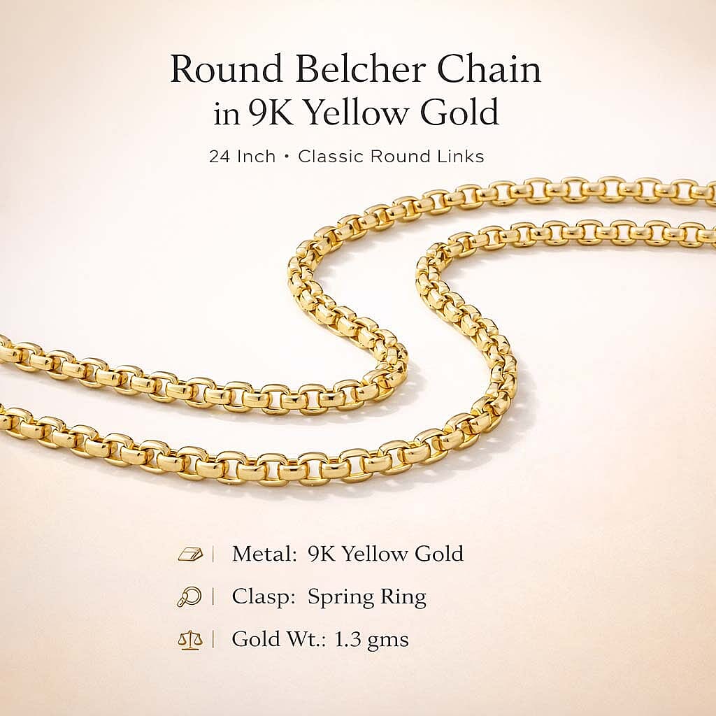 Round Belcher Chain 24 Inch in 9K Yellow Gold 7578939 6