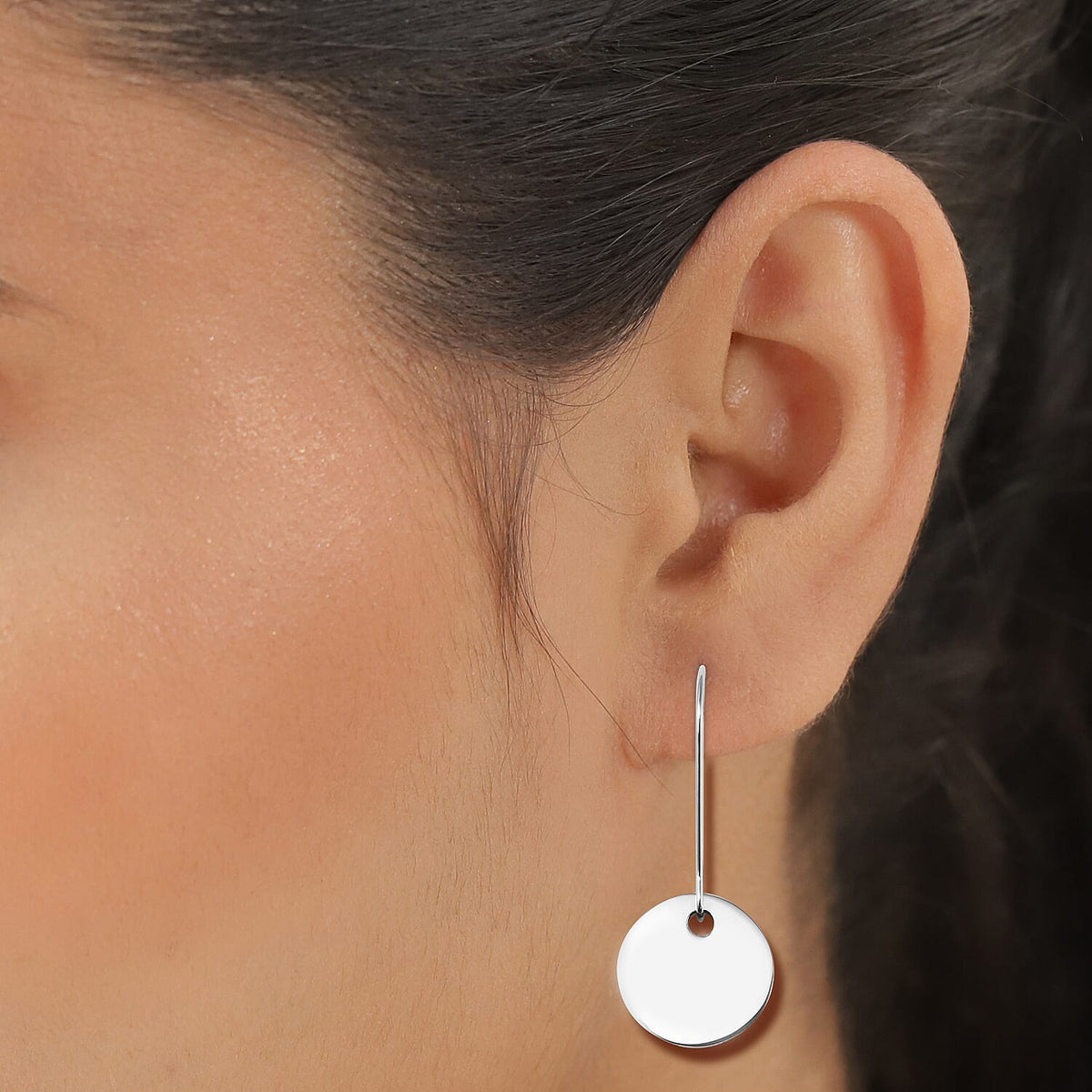 Round Charm Earrings with Kidney Wire in Silver Tone 6339643 2