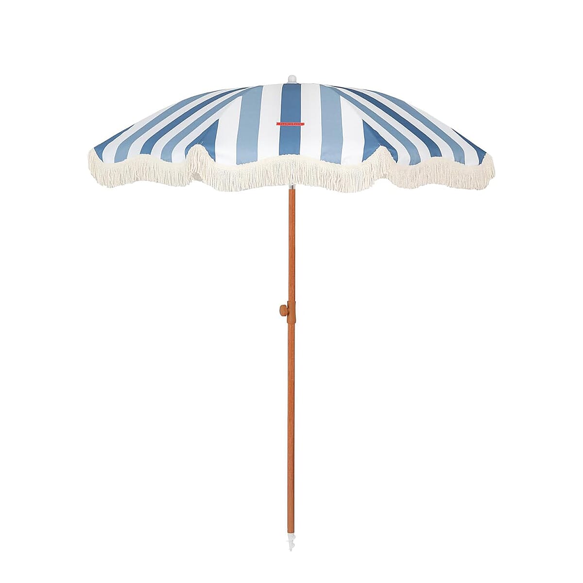 DOD - Closeout Offer - Beautiful Round 2 Metre Parasol with UV and Water Protection and Fringes, Height Adjustable, comes with a base - Blue 8131809 1
