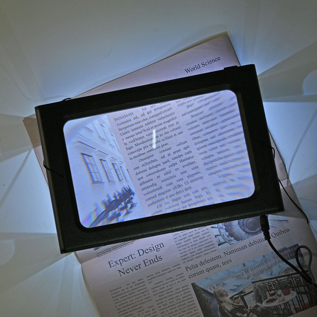 Hands Free 2.5X Magnifying Glass with 6 LEDs Battery or USB operated (2xAAA batteries, Not Incl.) - Black 7580023 1