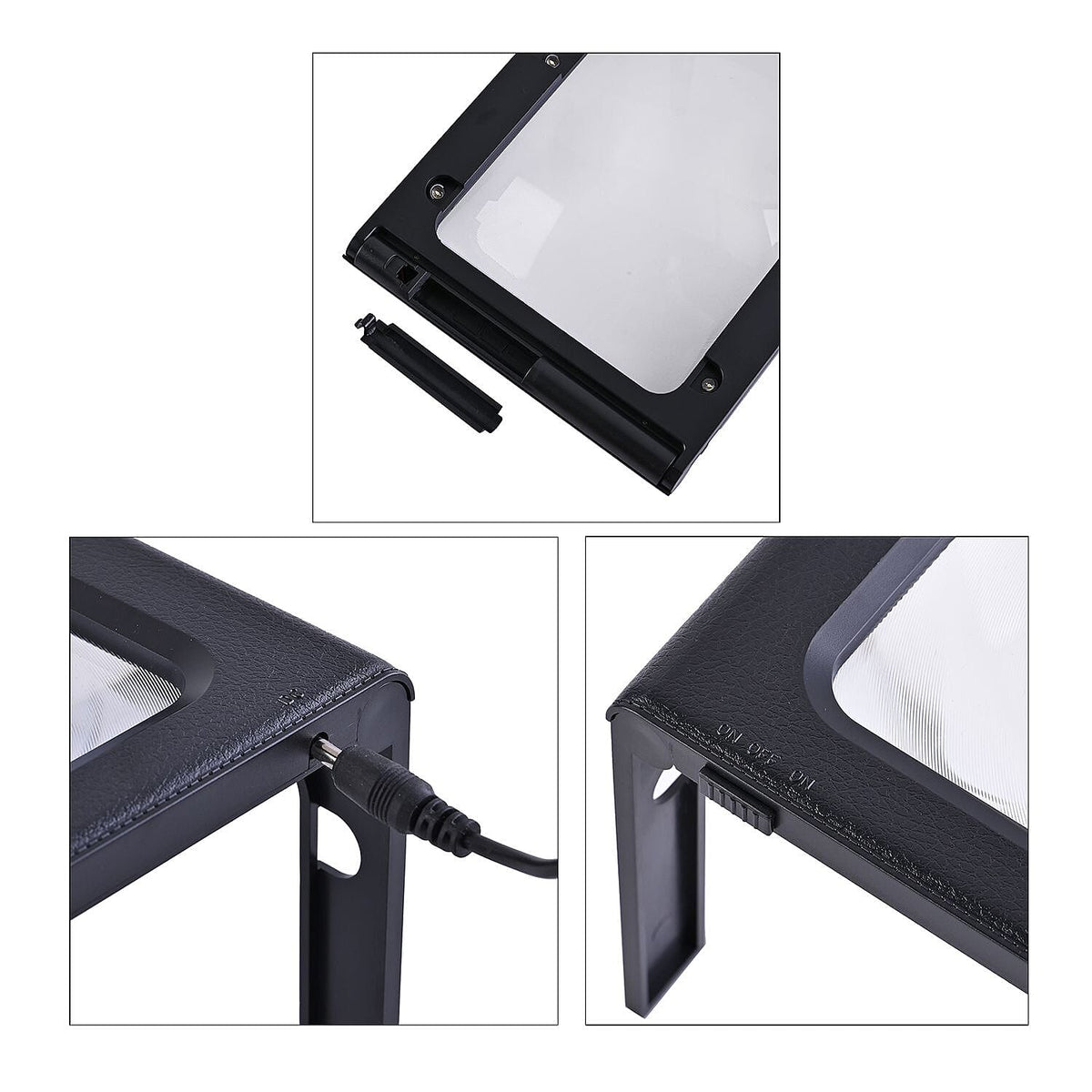 Hands Free 2.5X Magnifying Glass with 6 LEDs Battery or USB operated (2xAAA batteries, Not Incl.) - Black 7580023 6