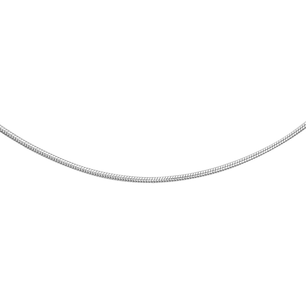 14K White Gold Round Snake Chain With Spring Ring Clasp (Size - 16)