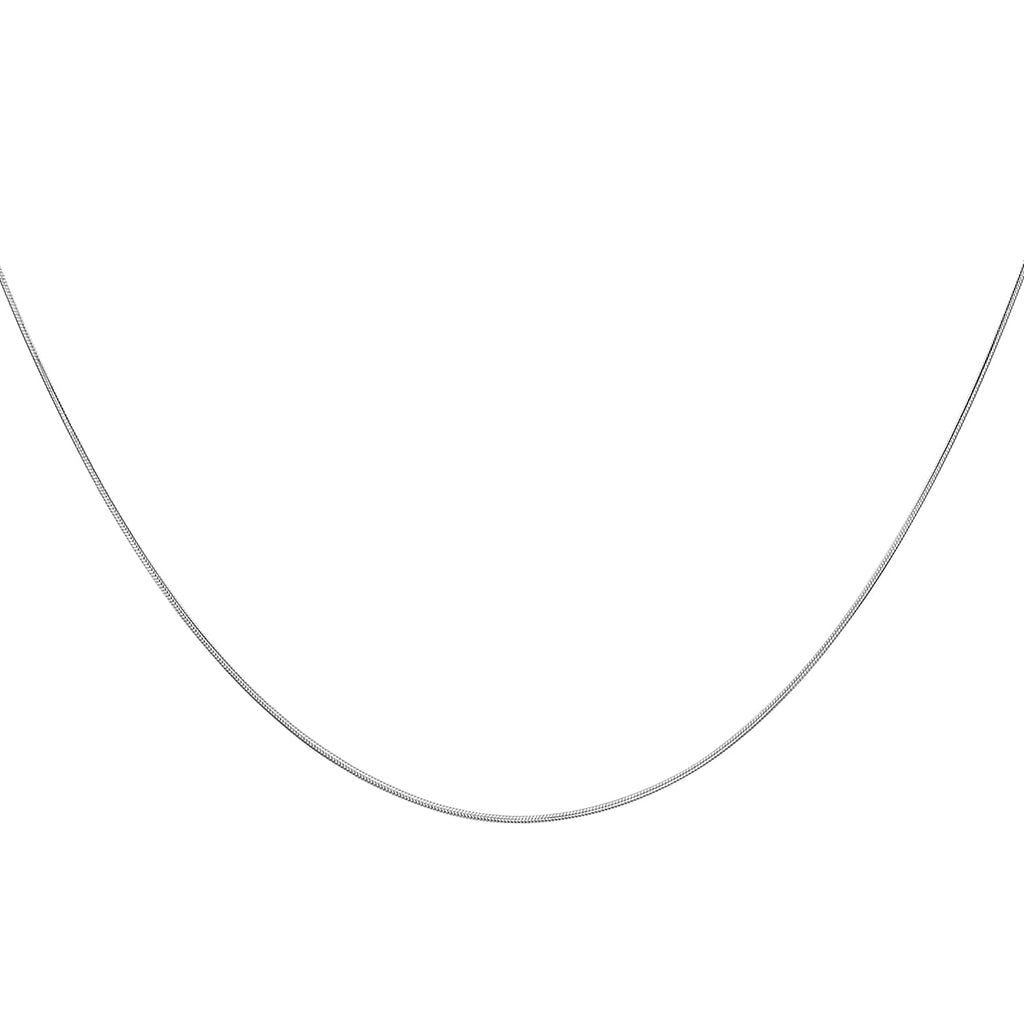 14K White Gold Round Snake Chain With Spring Ring Clasp (Size - 16)