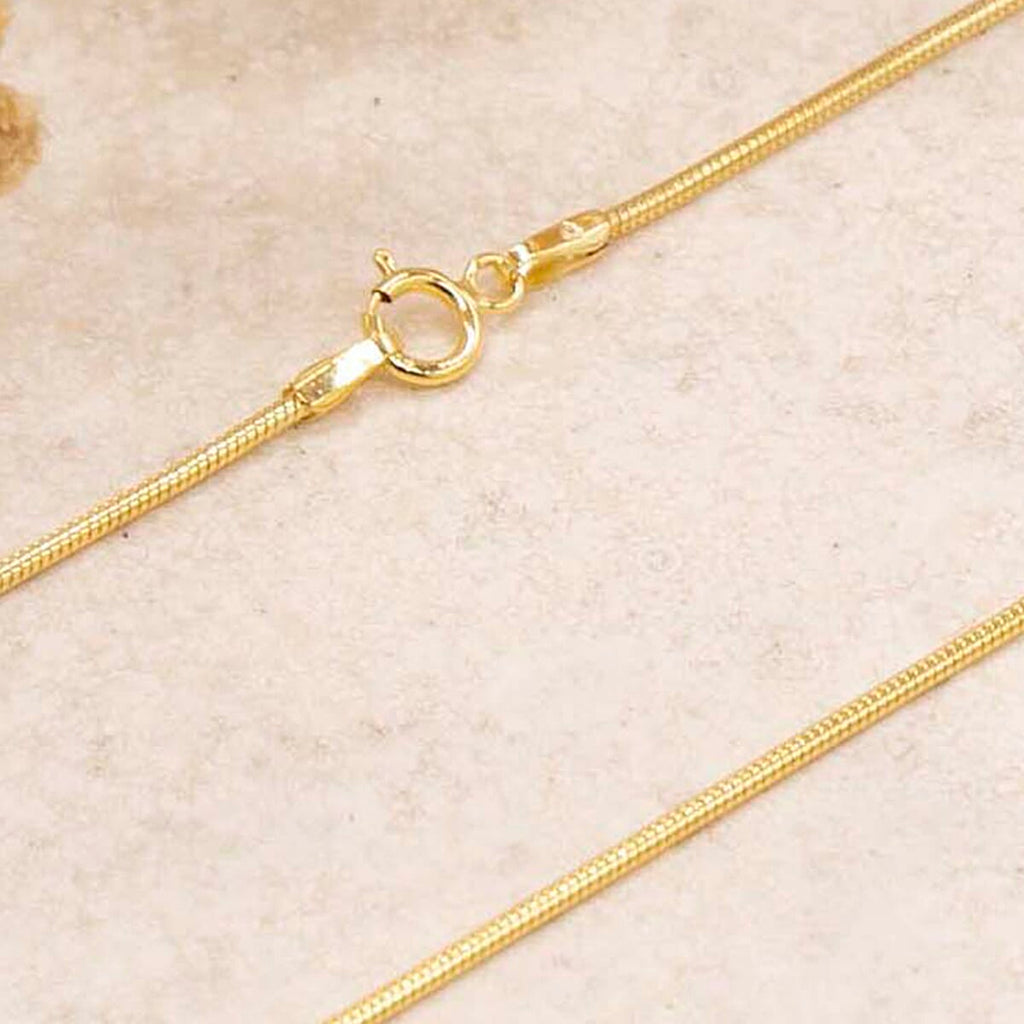 9K Yellow Gold Round Snake Chain With Spring Ring Clasp (Size - 16)
