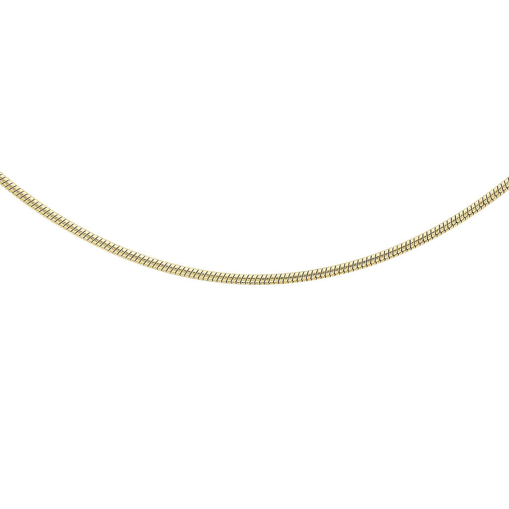9K Yellow Gold Round Snake Chain With Spring Ring Clasp (Size - 16)