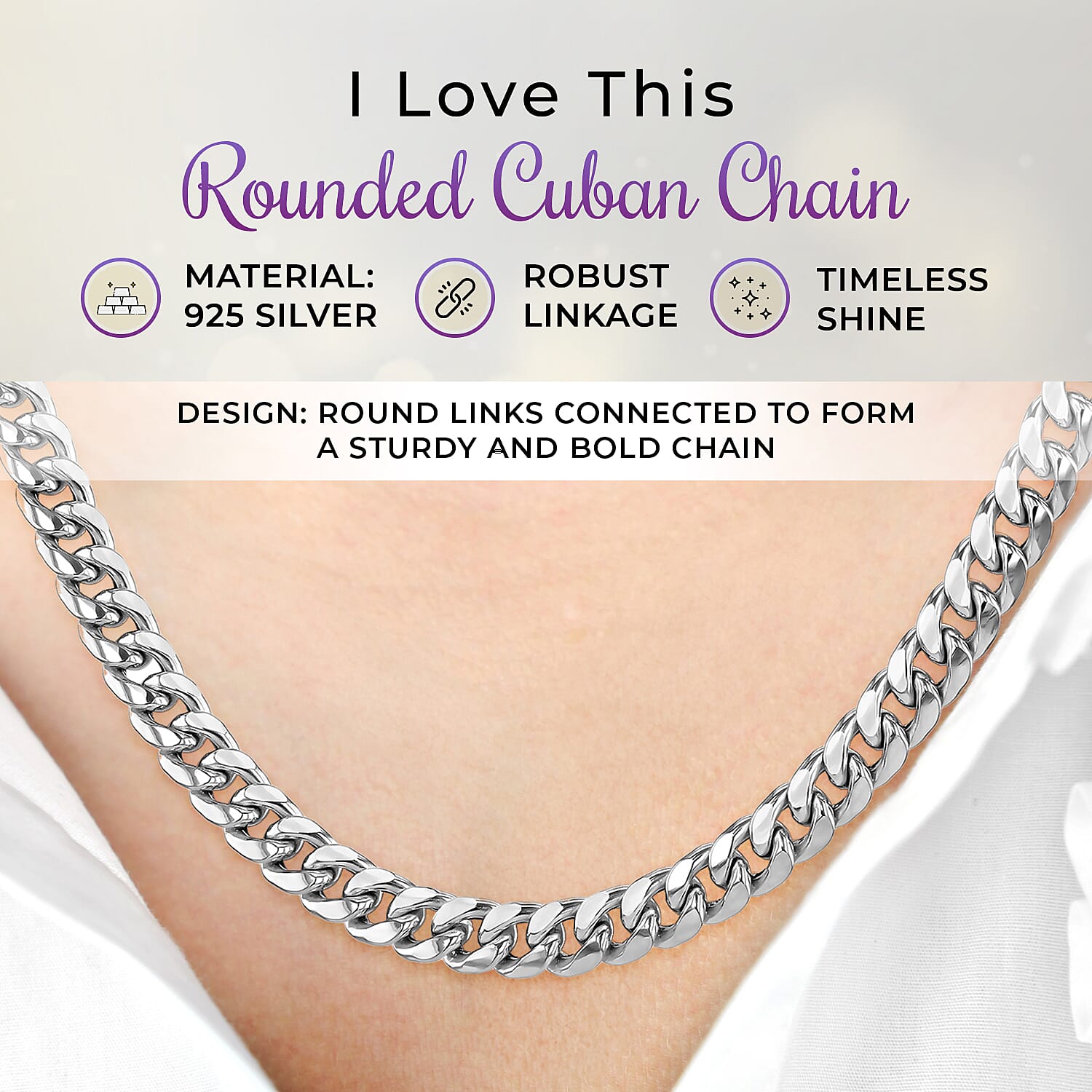 Rounded Cuban Chain 20 Inch in Sterling Silver 7567490 1