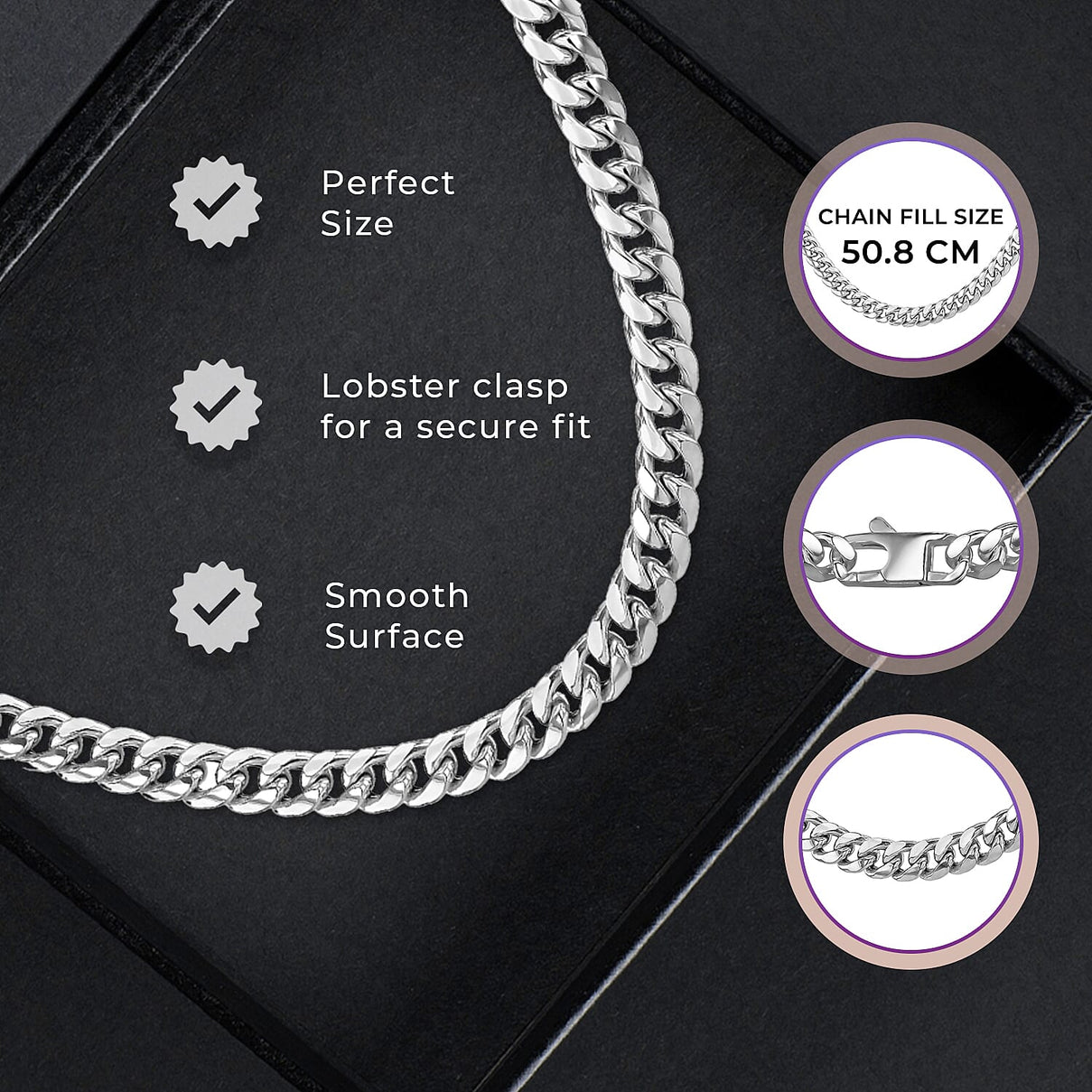 Rounded Cuban Chain 20 Inch in Sterling Silver 7567490 2