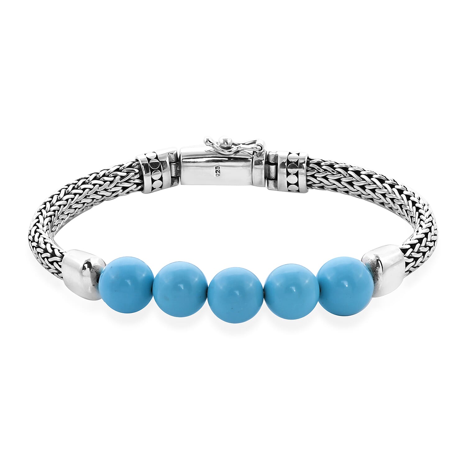 Royal Bali 15 Ct Arizona Sleeping Beauty Turquoise Tulang Naga Bracelet in Sterling Silver 7.5 Inch 3617953 0