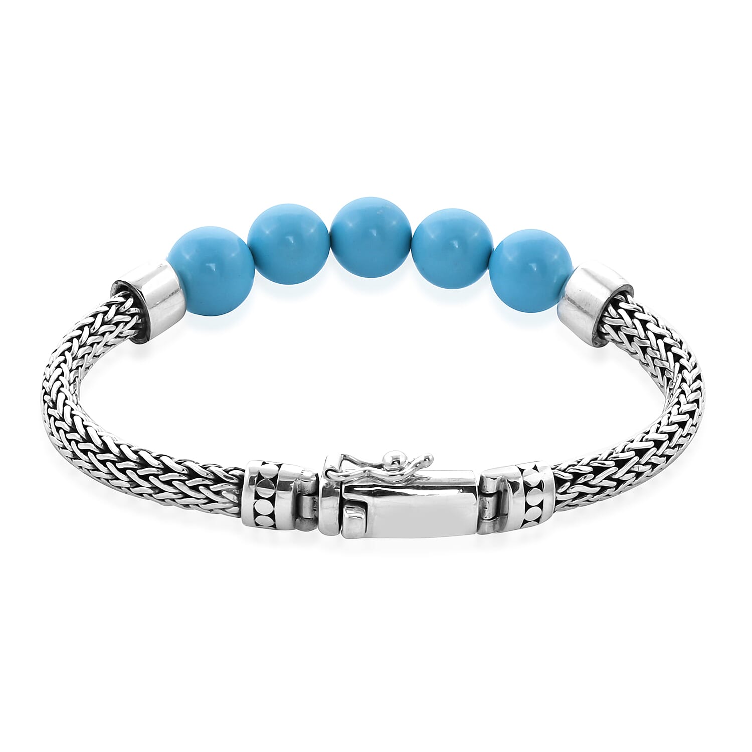 Royal Bali 15 Ct Arizona Sleeping Beauty Turquoise Tulang Naga Bracelet in Sterling Silver 7.5 Inch 3617953 2