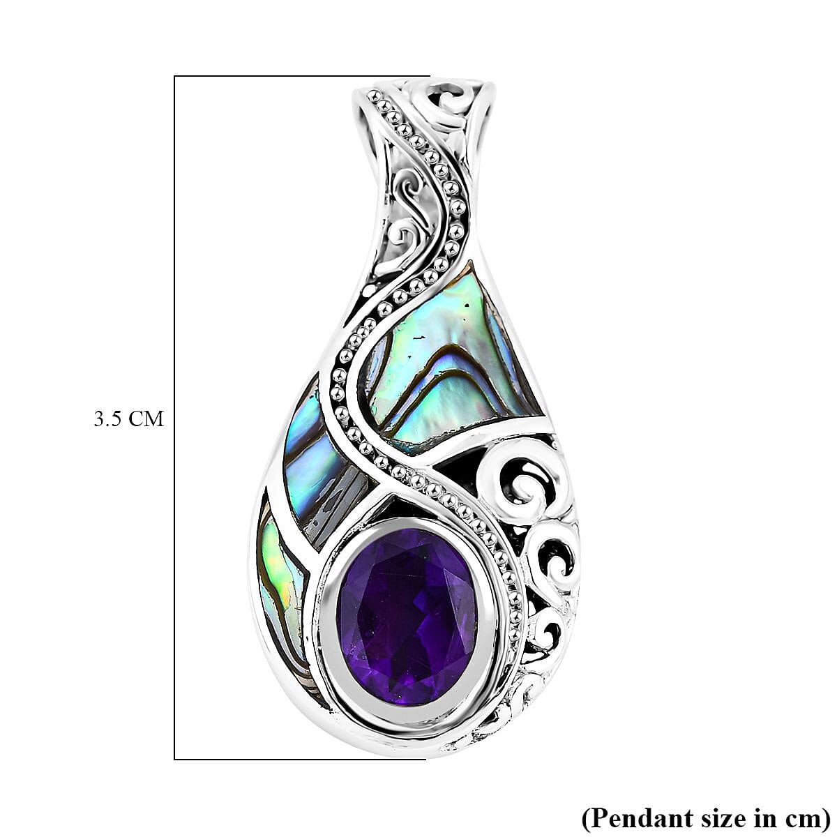 Royal Bali 2.47 Ct Amethyst and Abalone Shell Drop Pendant in Sterling Silver 3427640 6