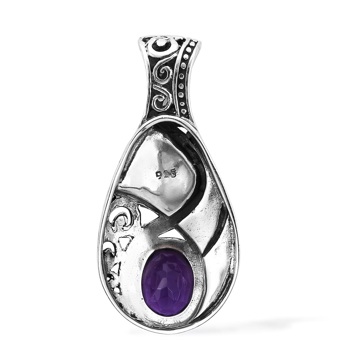 Royal Bali 2.47 Ct Amethyst and Abalone Shell Drop Pendant in Sterling Silver 3427640 10