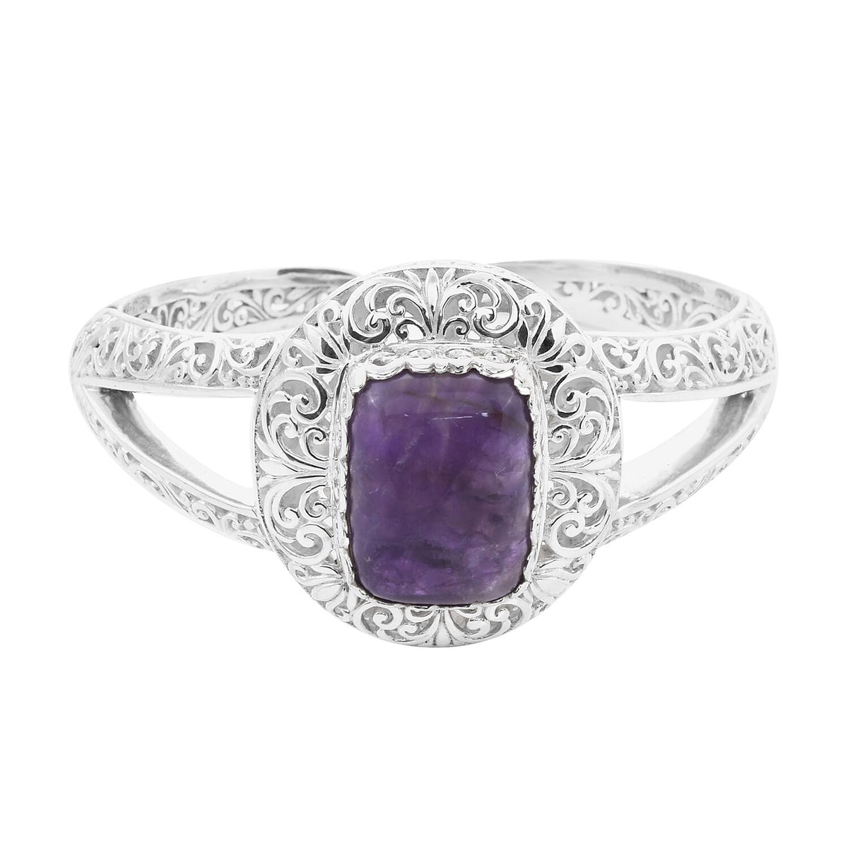 Royal Bali 27.28 Ct. Tapiche Amethyst Oxidised Finish Cuff Bangle Size 7.5 in Sterling Silver 3715351 0