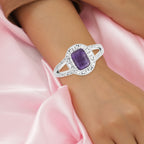 Royal Bali Collection- Tapiche Amethyst Cuff Bangle (Size 7.5) in Sterling Silver 27.18 Ct, Silver Wt 53.32 Gms