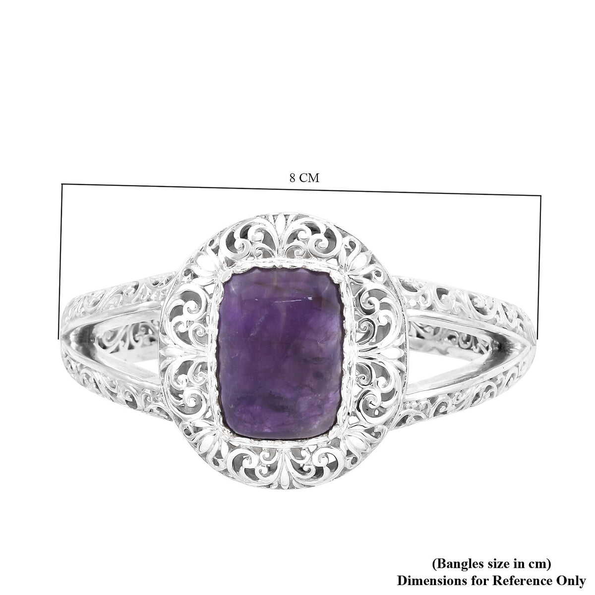 Royal Bali 27.28 Ct. Tapiche Amethyst Oxidised Finish Cuff Bangle Size 7.5 in Sterling Silver 3715351 5