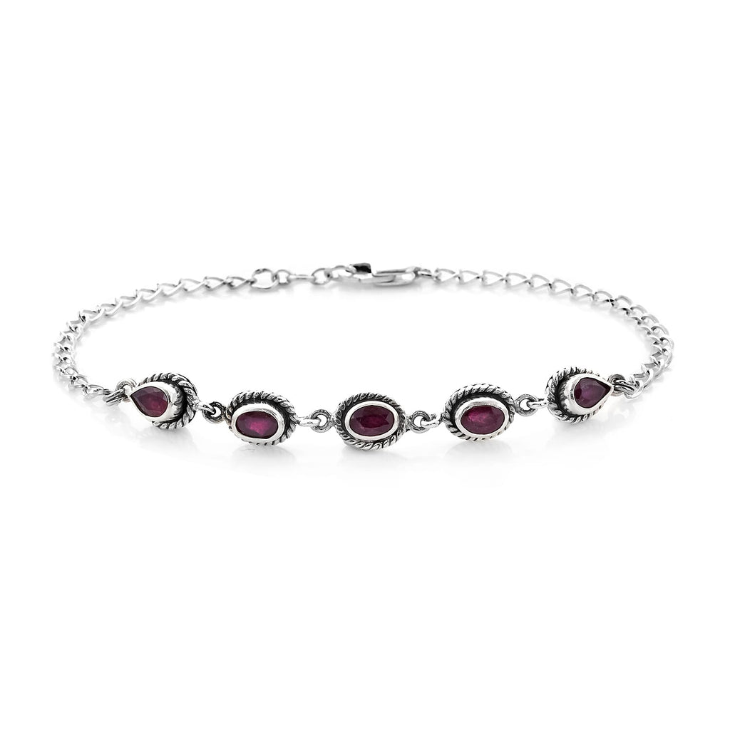 African Ruby Bracelet (Size 7.5 with 0.5 inch Ext.) in Sterling Silver 3.33 Ct.
