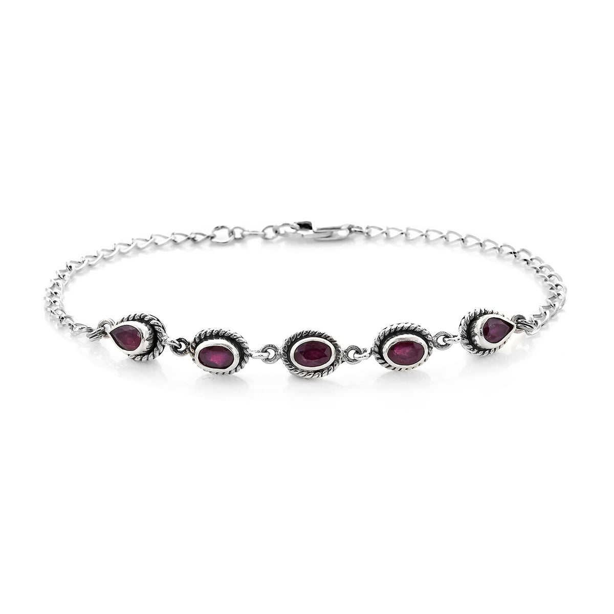 Royal Bali 3.34 Ct. Ruby Chain Bracelet in Sterling Silver 7.5 Inches 6041669 0