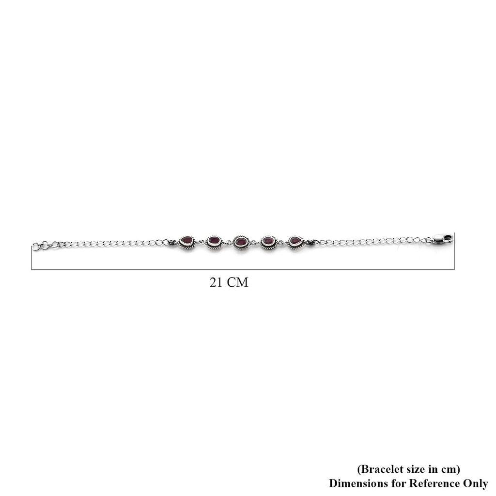 African Ruby Bracelet (Size 7.5 with 0.5 inch Ext.) in Sterling Silver 3.33 Ct.