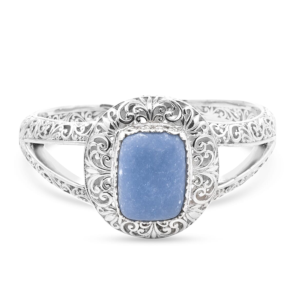 Royal Bali 53.62 Ct. Blue Opal Oxidised Finish Cuff Bangle Size 7.5 in Sterling Silver 3715579 0