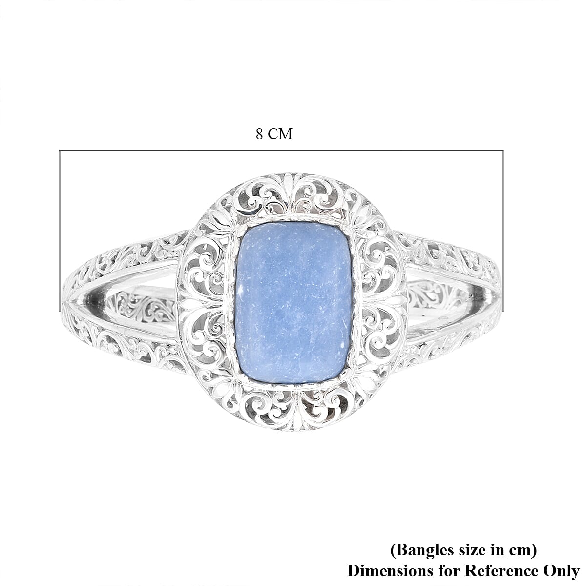 Royal Bali 53.62 Ct. Blue Opal Oxidised Finish Cuff Bangle Size 7.5 in Sterling Silver 3715579 5